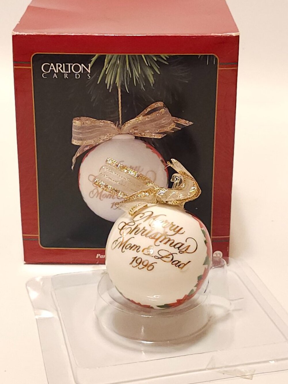 CARLTON CARDS Christmas Ornament Merry Christmas Mom and Dad Bulb Ornament
